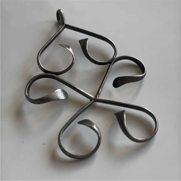 Vintage Midcentury Art Deco Silver Pendant - Picture 1 of 9